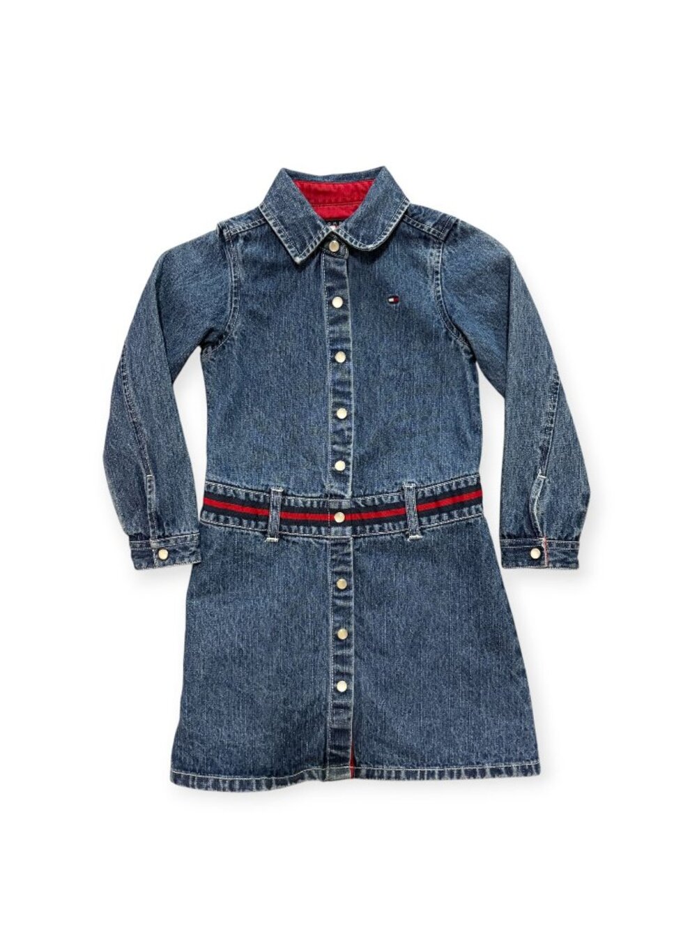 Vintage Tommy Hilfiger Long Sleeve Button-Up Denim Dress Girl's Size 5